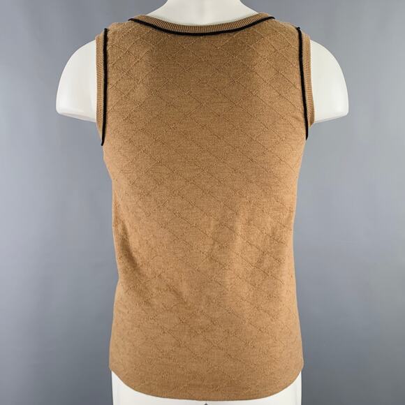 ERNEST W. BAKER Size S Brown Tan Knit Merino Wool Scoop Neck Vest - Picture 3 of 6